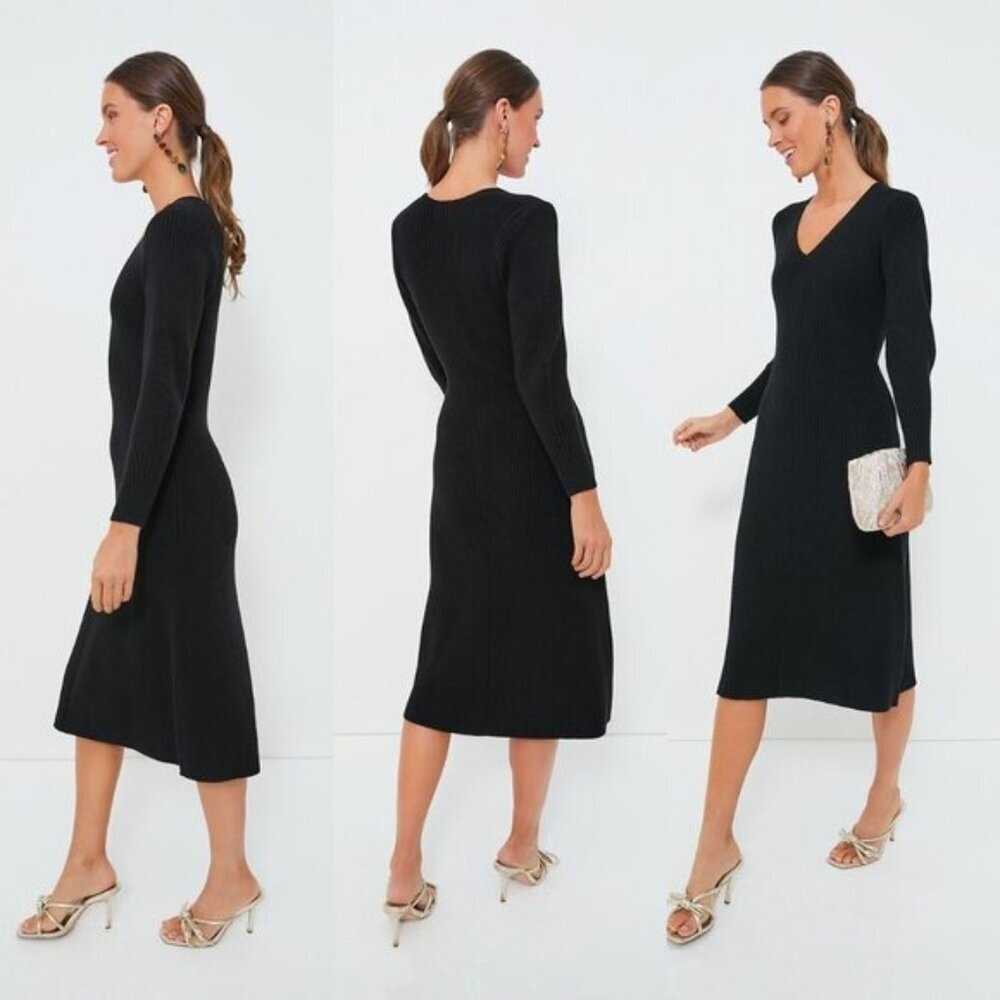 Hyacinth House NEW Black Brigid Knit Long Sleeve Midi Sweater Dress Size M - Picture 2 of 8